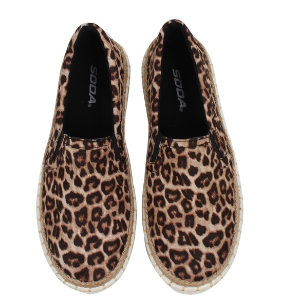 Shoes - Oat Cheetah Espadrille Rubber Sole Loafer Slip On